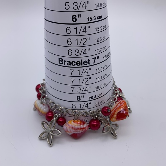 Brand New Nautical Fashion Jewelry Red Yellow & White Seashell Charm Bracelet - Picture 6 of 7